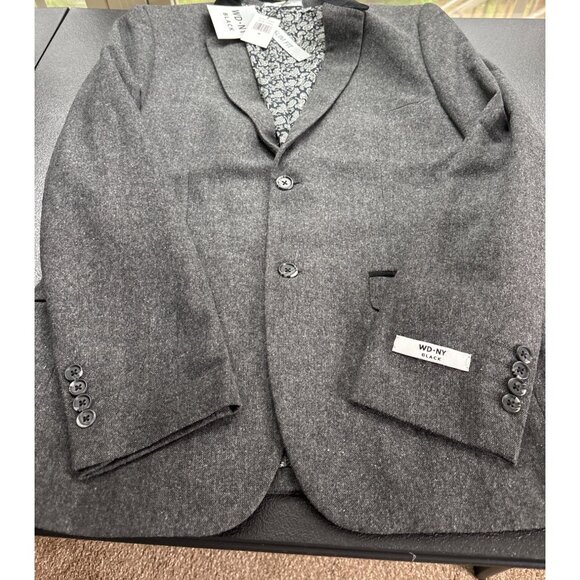 WD.NY Black Mens Charcoal Blazer Jacket With Paisley Lining Size M - Picture 8 of 16